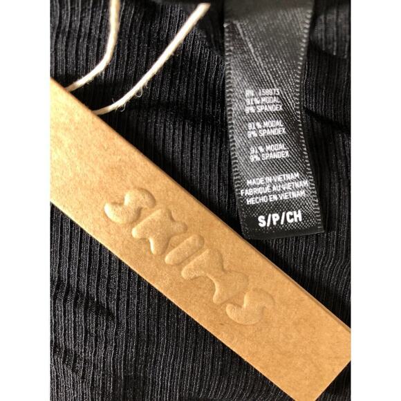 SKIMS Soft Lounge Dress Long Sleeve Square Neck Bodycon Maxi Onyx Black NWT S - Picture 7 of 10